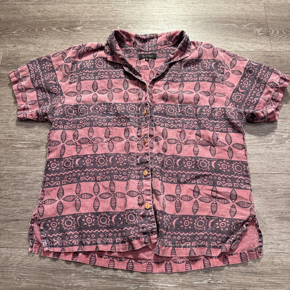 True Grit Shirt Boys XL 100% Linen Camp‎ Hawaiian Short Sleeve Resort Aloha Kids